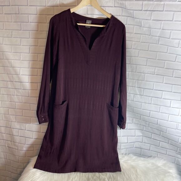 Anne Willi Mexico Purple Satin Stripe Dress Sz 0 - Picture 2 of 9